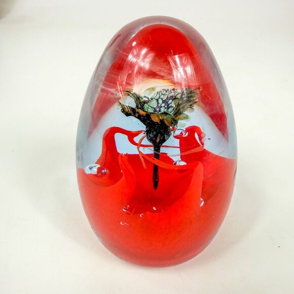 Caithness Scotland Red Poppy Egg Shaped Paperweight Limited Edition 27/500 2000 - Picture 3 of 7